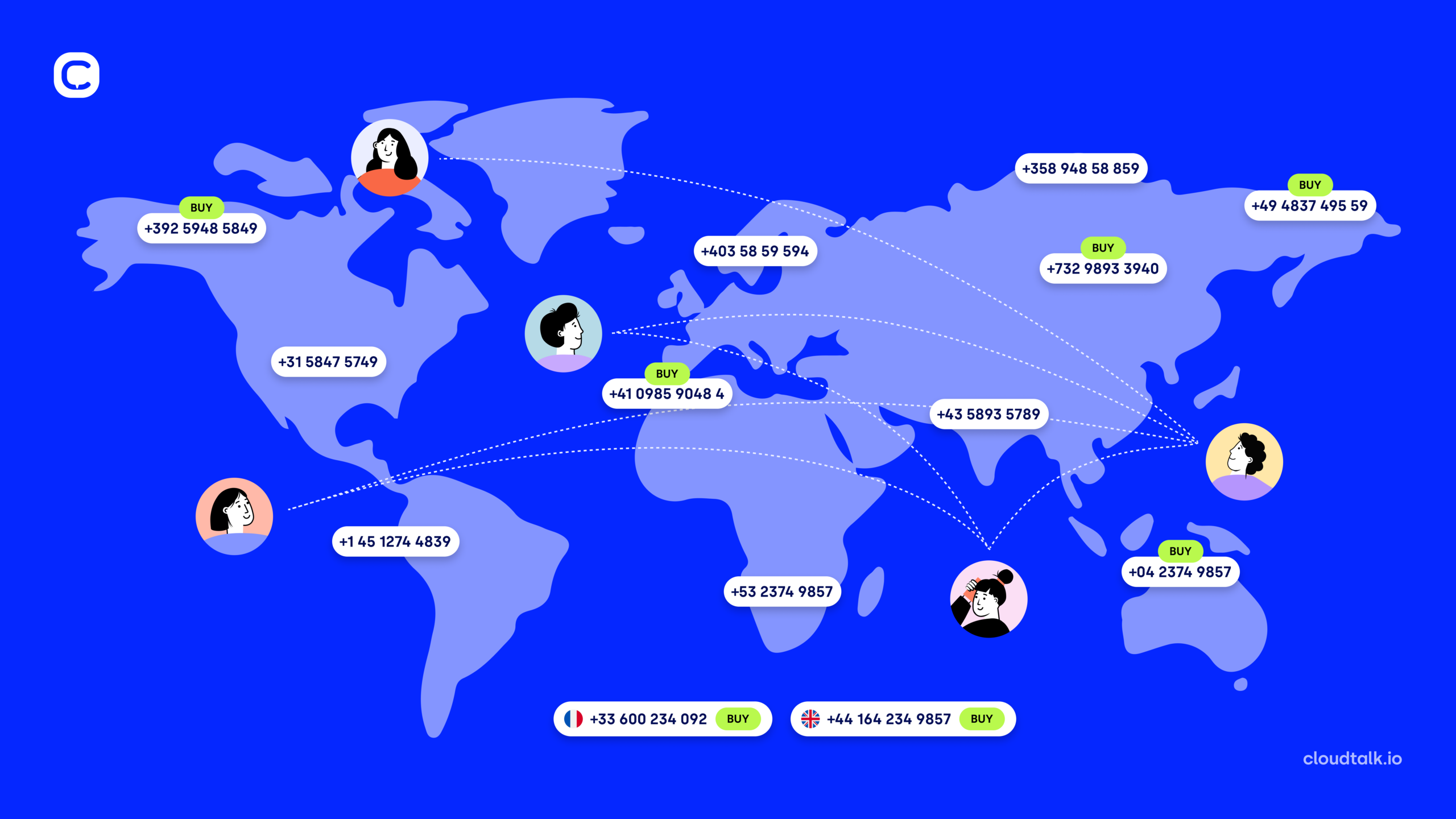 ilustración mapa de números internacionales