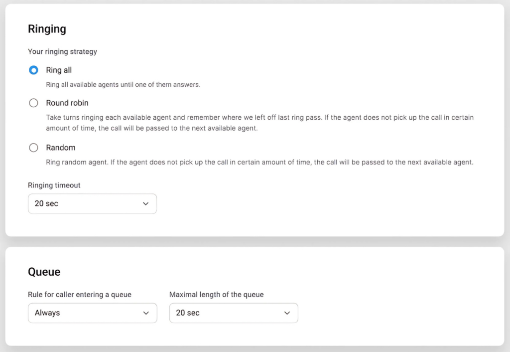 CloudTalk ring strategies